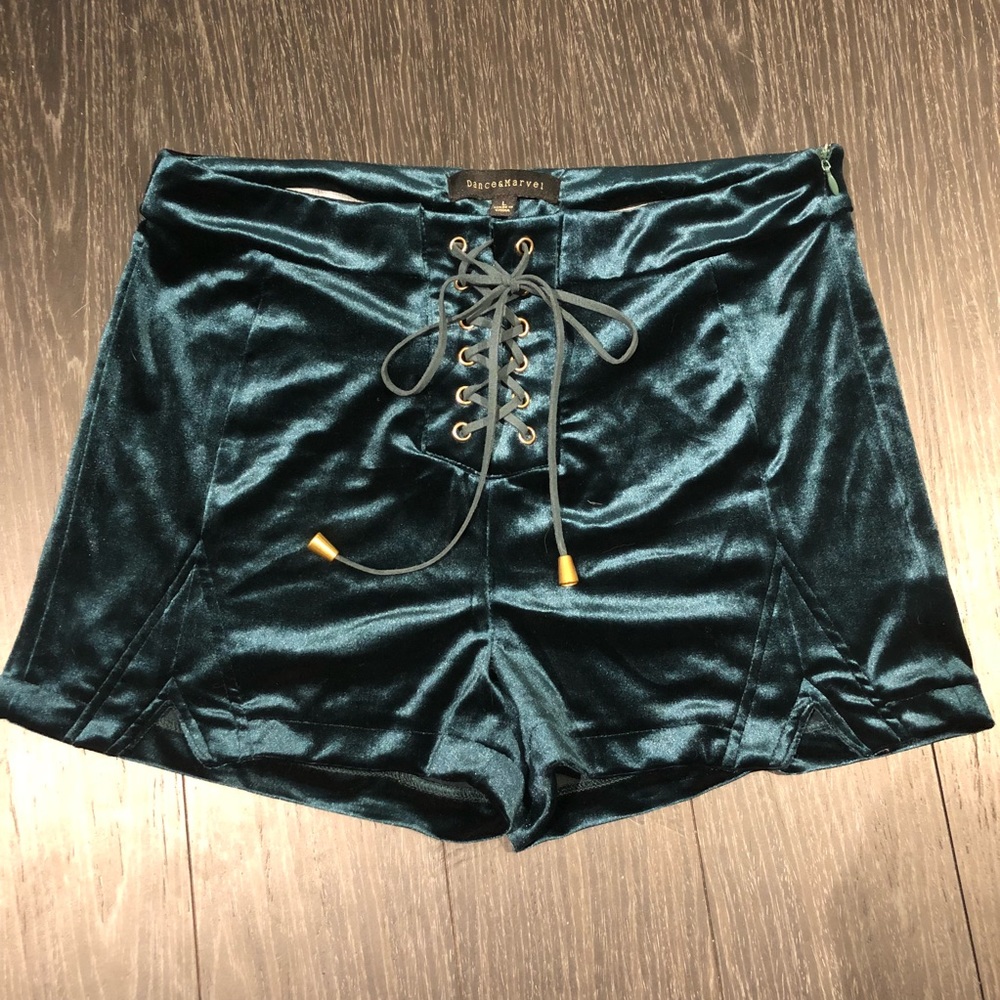 Velvet Lace-up Shorts
